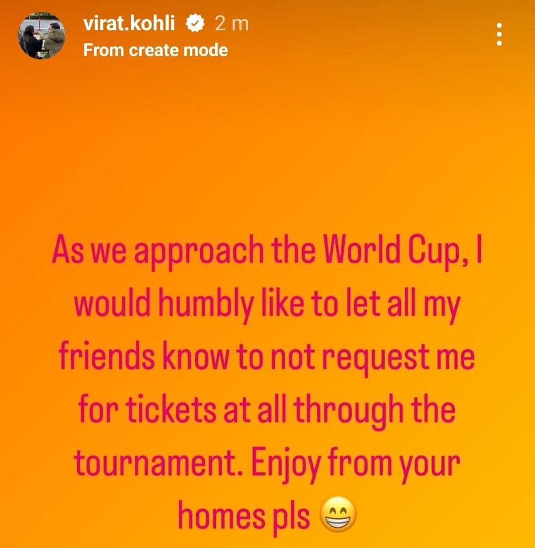विराट कोहली ने वर्ल्ड कप 2023 के बीच फैंस को दी हिदायत, सोशल मीडिया के जरिए कह डाली ये बड़ी बात  2 Virat Kohli
